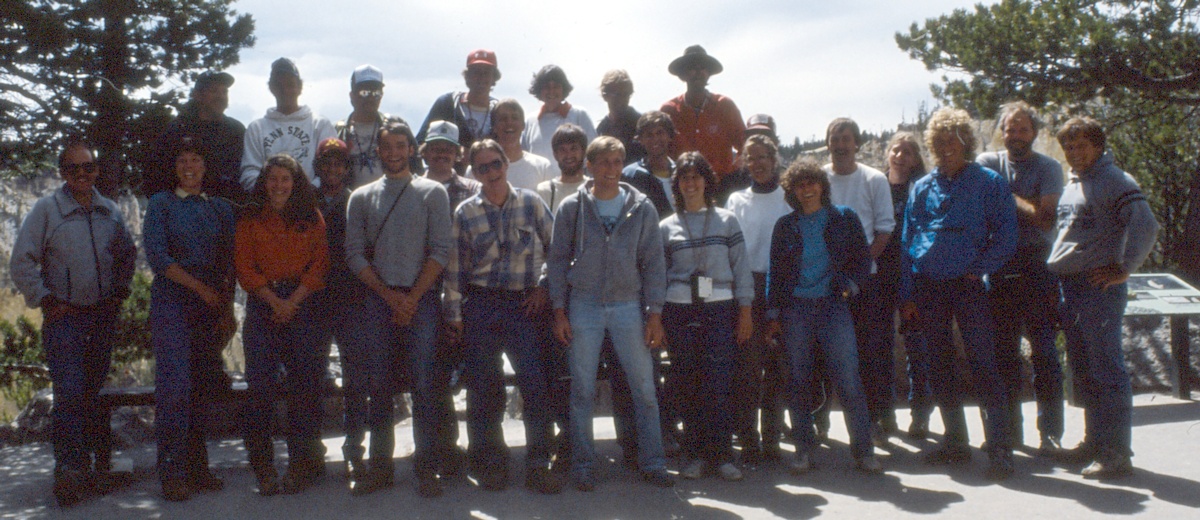 Field Camp 1983. Group at Yellowstone Falls.