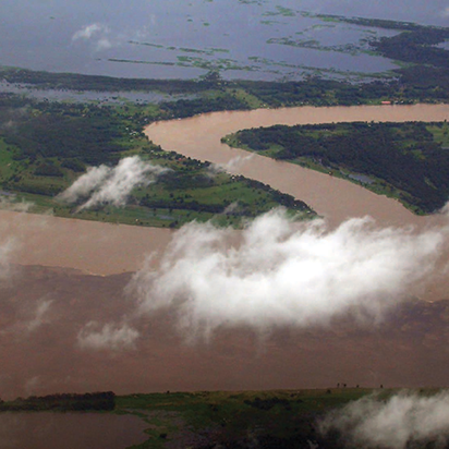 amazon river with clouds above