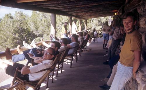 Relaxing on the back porch of Fanshawe Lodge, YBRA