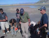 Sedimentology lesson at the Great Salt Lake. l to r: Dylan, Christy (?), Richard Dabundo, Rudy Slingerland, Adam (brown hat), Dustin