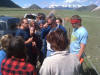 Don Fisher identifies a rock in Sunlight Basin