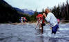 Jim Ewart fording the river