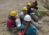 Claire (TA) instructing Erica, Sam, Dan, Kelleen, and Hassan, Elk Basin