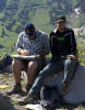 Ben and Dan on a glacial erratic, Alta overthrust project