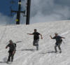 Nate, Tom, & Tim, in anticipation of an ambush at the bottom of the hill, took off already armed with snowballs. Alta stock project.