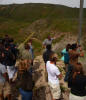 Rudy lecturing at Thistle landslide roadside stop on the drive from Price to Alta