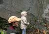Shana Gordon Tritsch and son examine the Keefer Fm at Leading Ridge