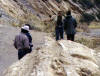 Closeup of people at the Dakota Sandstone hogback