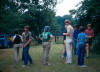 Somewhere in Illinois on the cross-country trip. Ruth (green shirt), Dan and Danny Duck in foreground