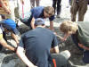 Going down through sediment layers, Great Salt Lake