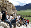 Don talks about the Heart Mtn detachment in the Sunlight Basin, Wyoming. At least some students are attentive.