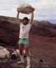 Chris hoists pumice at Black Rocks