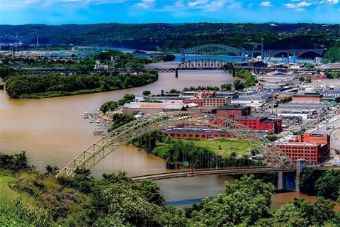 Pittsburgh area view of river and bridge