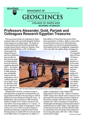 2006 Geosciences Cover 2006 Geosciences Cover