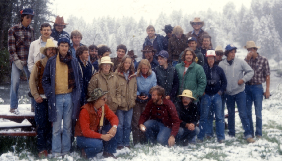 Field Camp 1981. Blizzard at Earthquake Lake, Montana.