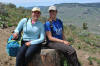 Annie and Claire on a petrified stump, Yellowstone