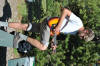 Matt, Yellowstone-Tetons trip. Tall guy, but he liked his small guitar and very small bike