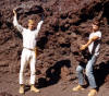 Earl and Boies hoisting scoria blocks at Craters