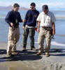 Mike, Ted, and Rudy discuss bedforms at the shore of the Great Salt Lake