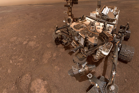 A selfie taken by NASA's Curiosity Mars rover on Sol 2291 at the "Rock Hall" drill site,