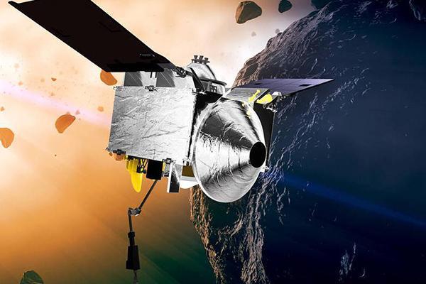 Artist concept of OSIRIS-REx at asteroid Bennu